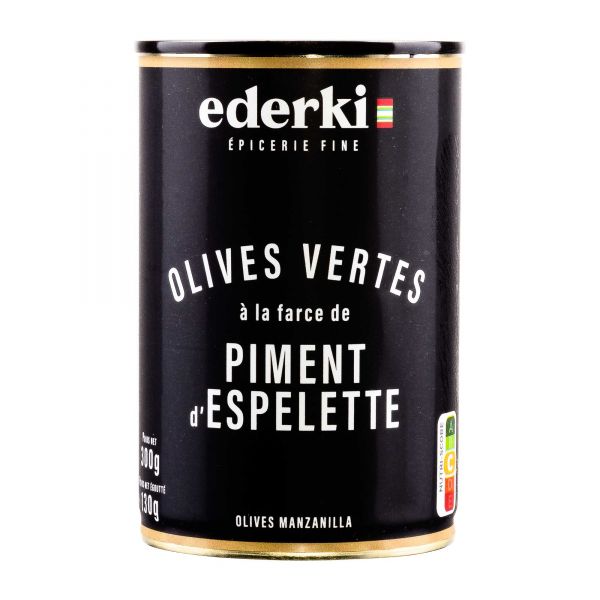 Ederki | grüne Oliven mit Piment d'Espelette | 300g