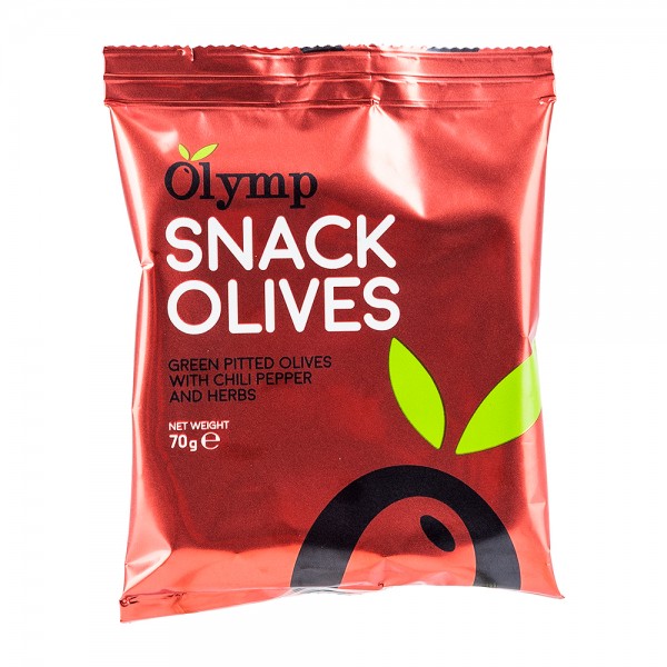 Snack Olives | grüne Oliven | Chili & Kräuter