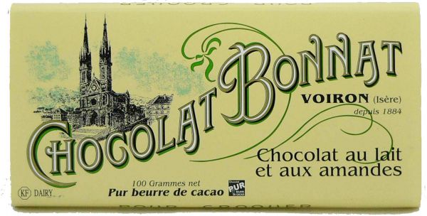 Bonnat Schokolade | Au Lait et aux Amandes 55% | Milchschokolade mit Mandeln