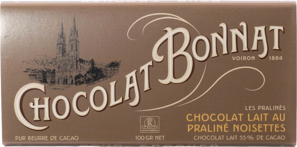 Bonnat Schokolade Lait au Praline Noisettes 55%