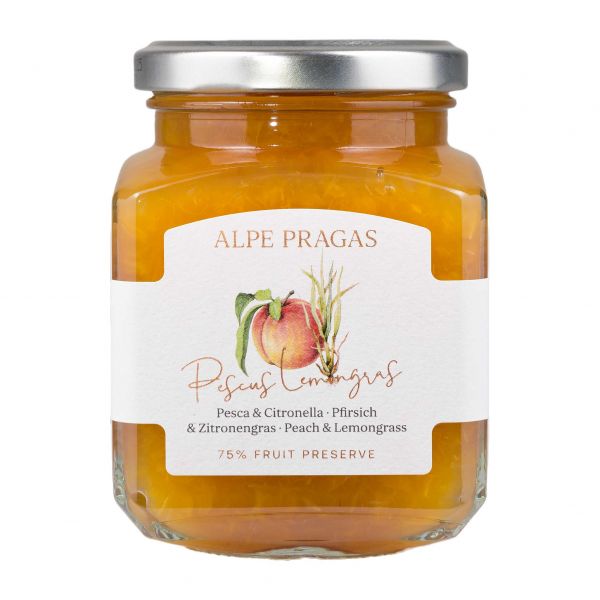 Alpe Pragas | Pfirsich Zitronengras | Fruchtaufstrich | 335g